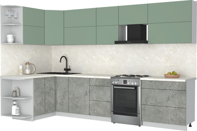 Кухонный гарнитур Интерлиния Мила Матте 1.5x3.3 Б - фото