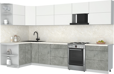 Кухонный гарнитур Интерлиния Мила Матте 1.5x3.4 Б - фото