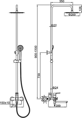 Душевая система со смесителем Ledeme L2480D