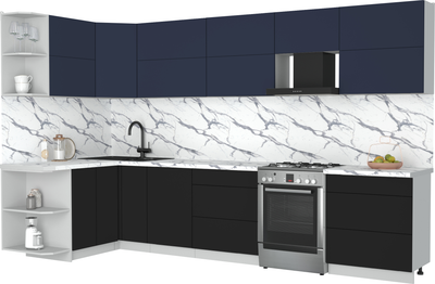 Кухонный гарнитур Интерлиния Мила Матте 1.5x3.4 Б - фото