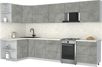 Кухонный гарнитур Интерлиния Мила Матте 1.5x3.4 Б - фото