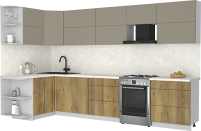 Кухонный гарнитур Интерлиния Мила Матте 1.5x3.4 Б - фото