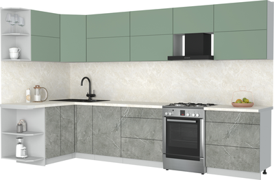 Кухонный гарнитур Интерлиния Мила Матте 1.5x3.4 Б - фото