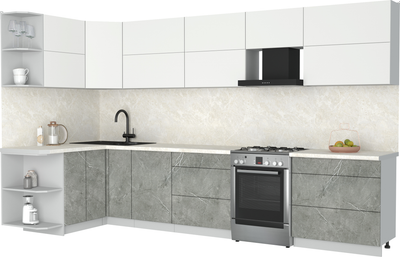 Кухонный гарнитур Интерлиния Мила Матте 1.5x3.5 Б - фото