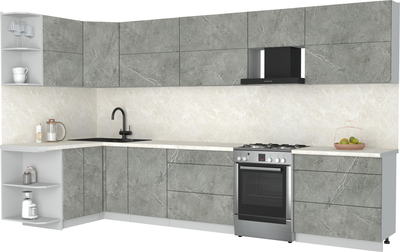 Кухонный гарнитур Интерлиния Мила Матте 1.5x3.6 Б - фото