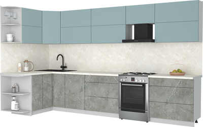 Кухонный гарнитур Интерлиния Мила Матте 1.5x3.6 Б - фото