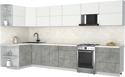 Кухонный гарнитур Интерлиния Мила Матте 1.5x3.7 Б - фото