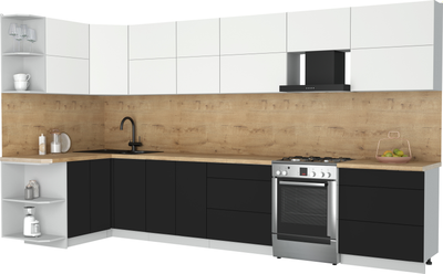 Кухонный гарнитур Интерлиния Мила Матте 1.5x3.7 Б - фото