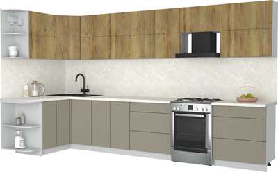 Кухонный гарнитур Интерлиния Мила Матте 1.5x3.7 Б - фото