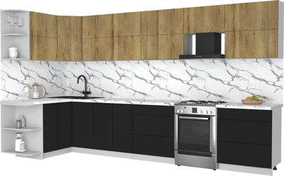 Кухонный гарнитур Интерлиния Мила Матте 1.5x3.7 Б - фото