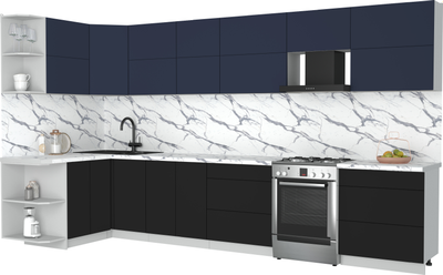 Кухонный гарнитур Интерлиния Мила Матте 1.5x3.7 Б - фото