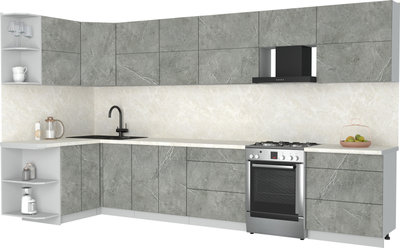 Кухонный гарнитур Интерлиния Мила Матте 1.5x3.7 Б - фото
