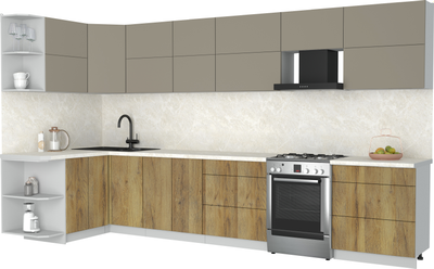 Кухонный гарнитур Интерлиния Мила Матте 1.5x3.7 Б - фото