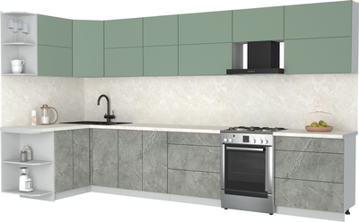 Кухонный гарнитур Интерлиния Мила Матте 1.5x3.7 Б - фото