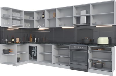 Кухонный гарнитур Интерлиния Мила Матте 1.5x3.7 Б
