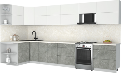 Кухонный гарнитур Интерлиния Мила Матте 1.5x3.8 Б - фото