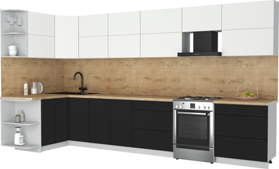 Кухонный гарнитур Интерлиния Мила Матте 1.5x3.8 Б - фото