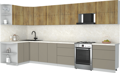 Кухонный гарнитур Интерлиния Мила Матте 1.5x3.8 Б - фото