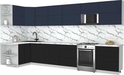 Кухонный гарнитур Интерлиния Мила Матте 1.5x3.8 Б - фото
