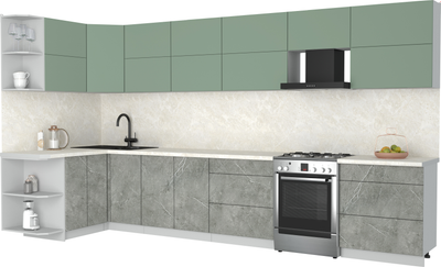 Кухонный гарнитур Интерлиния Мила Матте 1.5x3.8 Б - фото