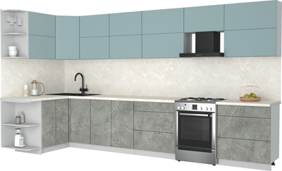 Кухонный гарнитур Интерлиния Мила Матте 1.5x3.8 Б - фото