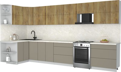 Кухонный гарнитур Интерлиния Мила Матте 1.5x3.9 Б - фото