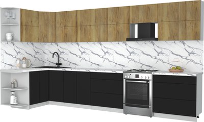 Кухонный гарнитур Интерлиния Мила Матте 1.5x3.9 Б - фото