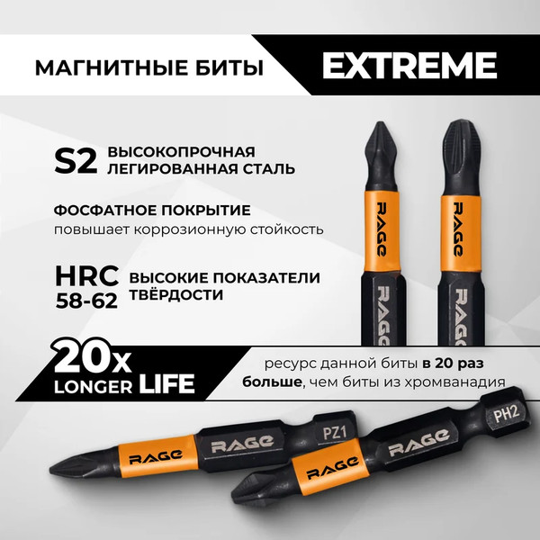 Набор бит Vira S2 PH PZx50мм / 554191