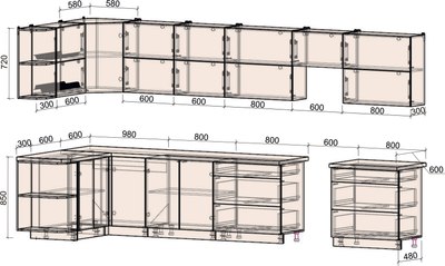 Кухонный гарнитур Интерлиния Мила Матте 1.5x4.0 Б