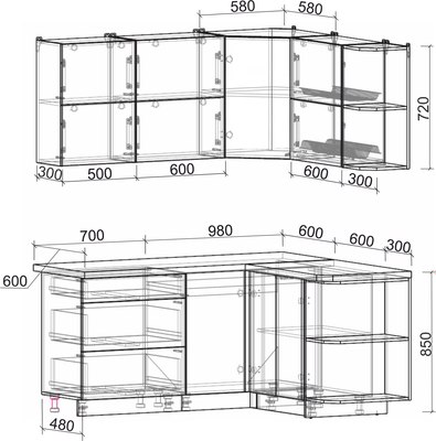 Кухонный гарнитур Интерлиния Мила Матте 1.5x1.7 А PR