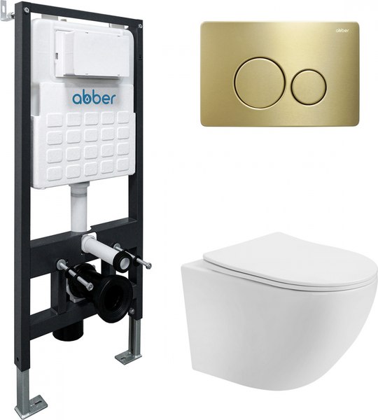 Унитаз подвесной с инсталляцией Abber Bequem AC1100T-AC0105-AC0121MMG - фото