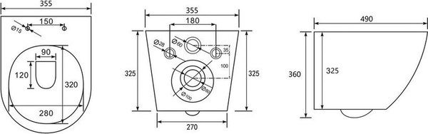 Унитаз подвесной с инсталляцией Abber Bequem AC1100T-AC0105-AC0121MMG