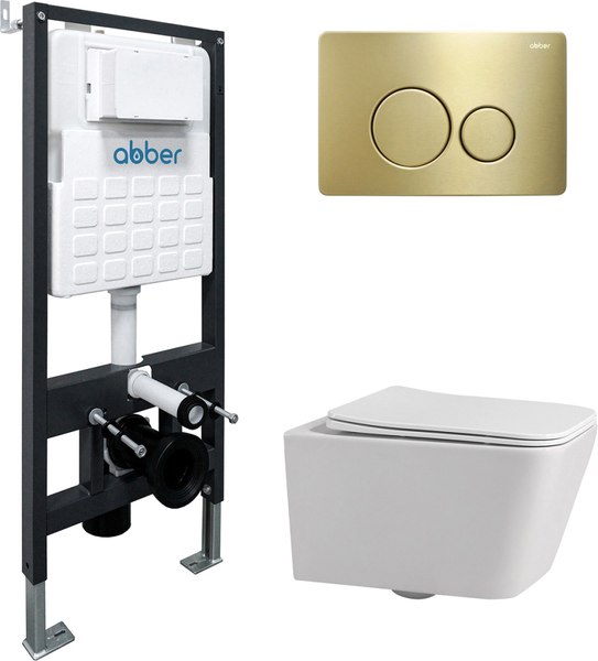 Унитаз подвесной с инсталляцией Abber Rechteck AC1201-AC0105-AC0121MMG - фото