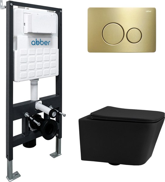 Унитаз подвесной с инсталляцией Abber Rechteck AC1201MB-AC0105-AC0121MMG - фото