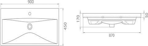 Умывальник CeraStyle Elite 90 / VB032N82U00