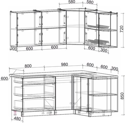 Кухонный гарнитур Интерлиния Мила Матте 1.5x1.8 А PR