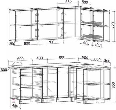 Кухонный гарнитур Интерлиния Мила Матте 1.5x1.9 А PR