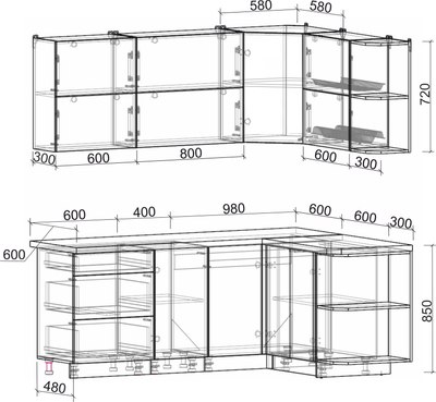 Кухонный гарнитур Интерлиния Мила Матте 1.5x2.0 А PR