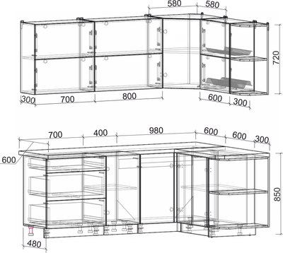 Кухонный гарнитур Интерлиния Мила Матте 1.5x2.1 А PR