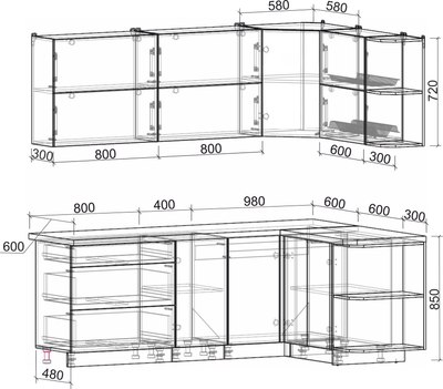 Кухонный гарнитур Интерлиния Мила Матте 1.5x2.2 А PR