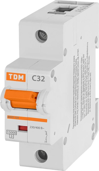 Выключатель автоматический TDM ВА47-125 1Р 32А 15кА С / SQ0208-0053 - фото