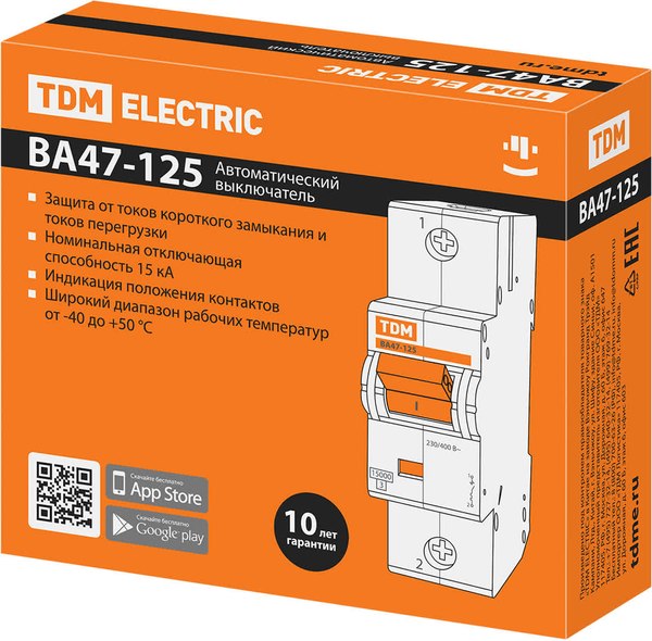 Выключатель автоматический TDM ВА47-125 1Р 32А 15кА С / SQ0208-0053