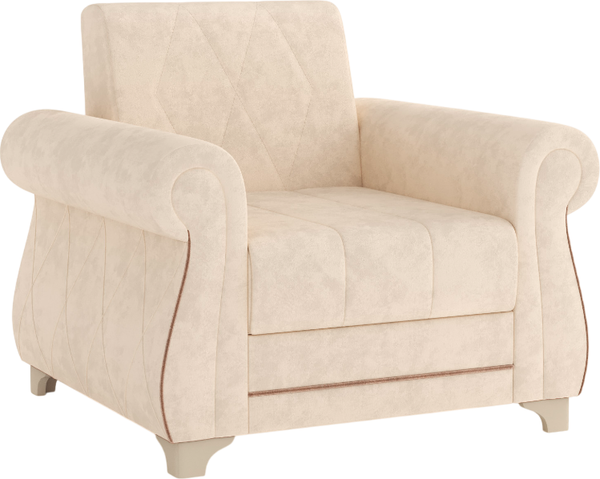 Кресло мягкое Олмеко Порто М (велюр, тенерифе крем/велюр, тенерифе хумус) - фото