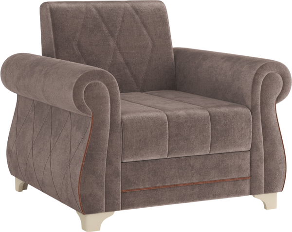 Кресло мягкое Олмеко Порто М (велюр, тенерифе стоун/велюр, тенерифе шоколад) - фото