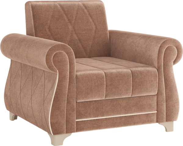 Кресло мягкое Олмеко Порто М (велюр, тенерифе хумус/велюр, тенерифе крем) - фото