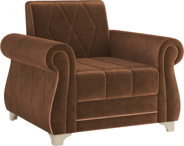 Кресло мягкое Олмеко Порто М (велюр, тенерифе шоколад/велюр, тенерифе корица) - фото