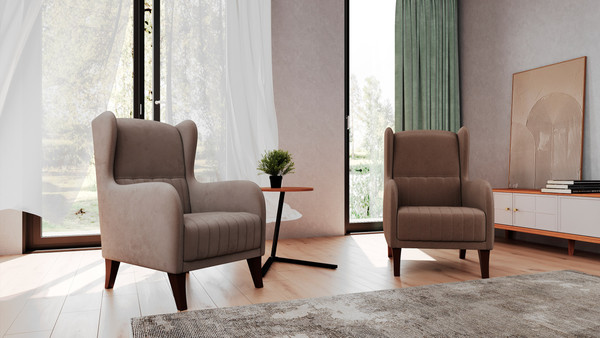 Кресло мягкое Олмеко ЕвроМагнат М (велюр, тенерифе хумус)