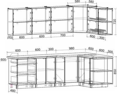 Кухонный гарнитур Интерлиния Мила Матте 1.5x2.5 А PR