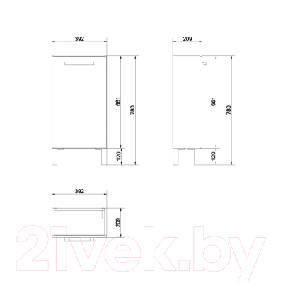 Тумба под умывальник Cersanit Melar / B-SU-MEL-CM40