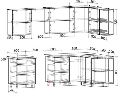 Кухонный гарнитур Интерлиния Мила Матте 1.5x2.6 Б PR